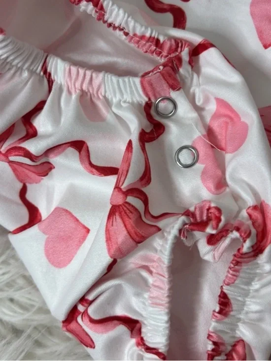 Rylee + Cru Pink Heart & Bow Smocked Baby One-Piece - Picture 7 of 8